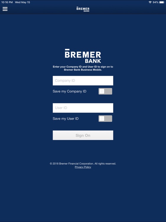 Bremer Bank Business for iPad