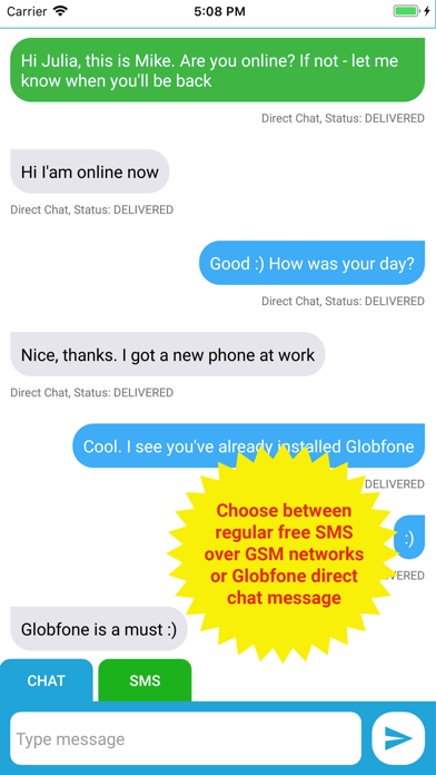 Globfone SMS Messenger screenshot 2