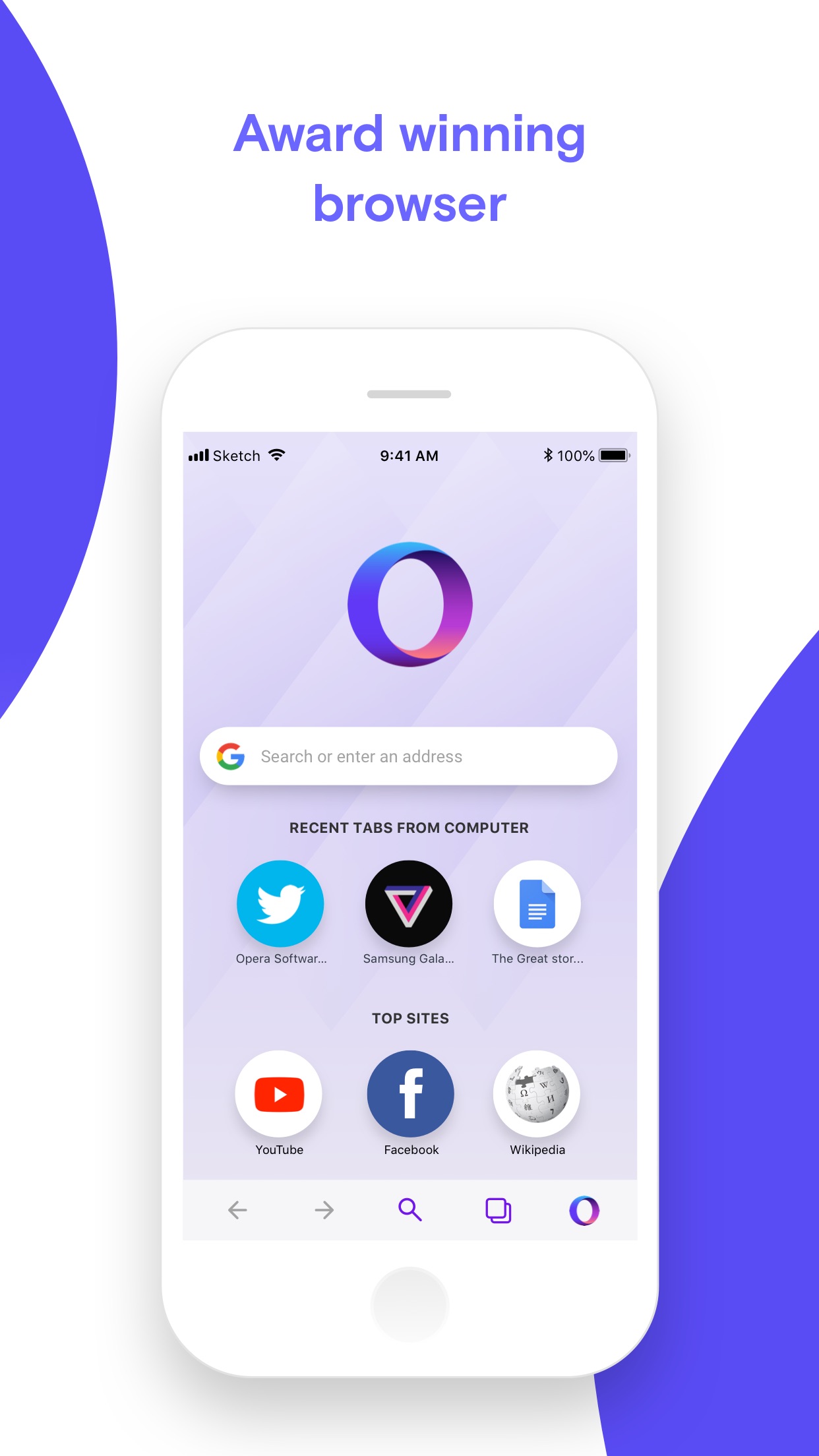 Screenshot do app Browser Opera Touch