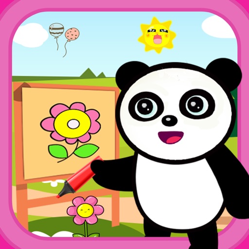 Panda drawing and coloring icon
