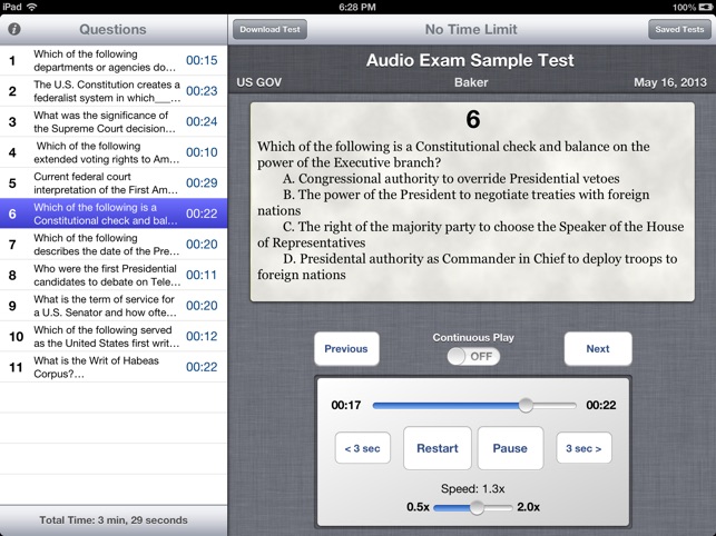 Audio Exam Player