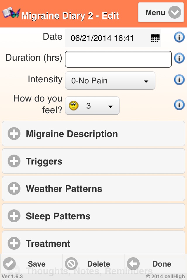 Migraine Diary 2 screenshot 3