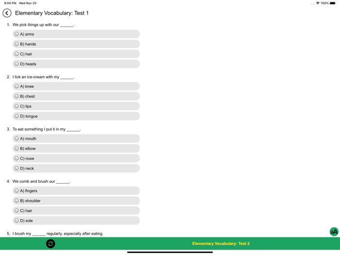English Vocabulary Tests