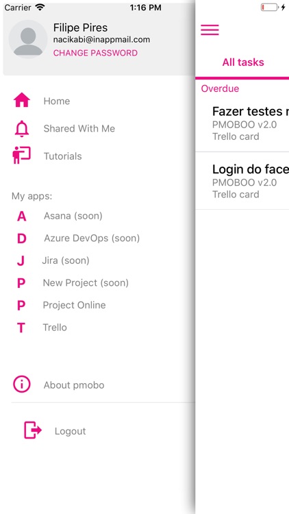 Pmobo - Tasks and cards in app screenshot-3