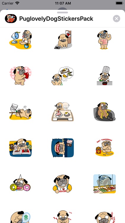 Pug love Dog Stickers Pack
