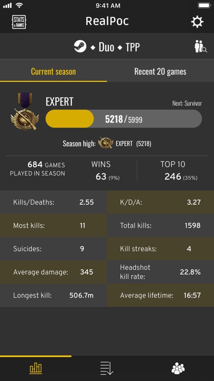 Stats & Ranks for PUBG screenshot-0