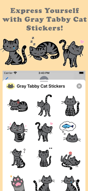 Gray Tabby Cat Stickers(圖3)-速報App