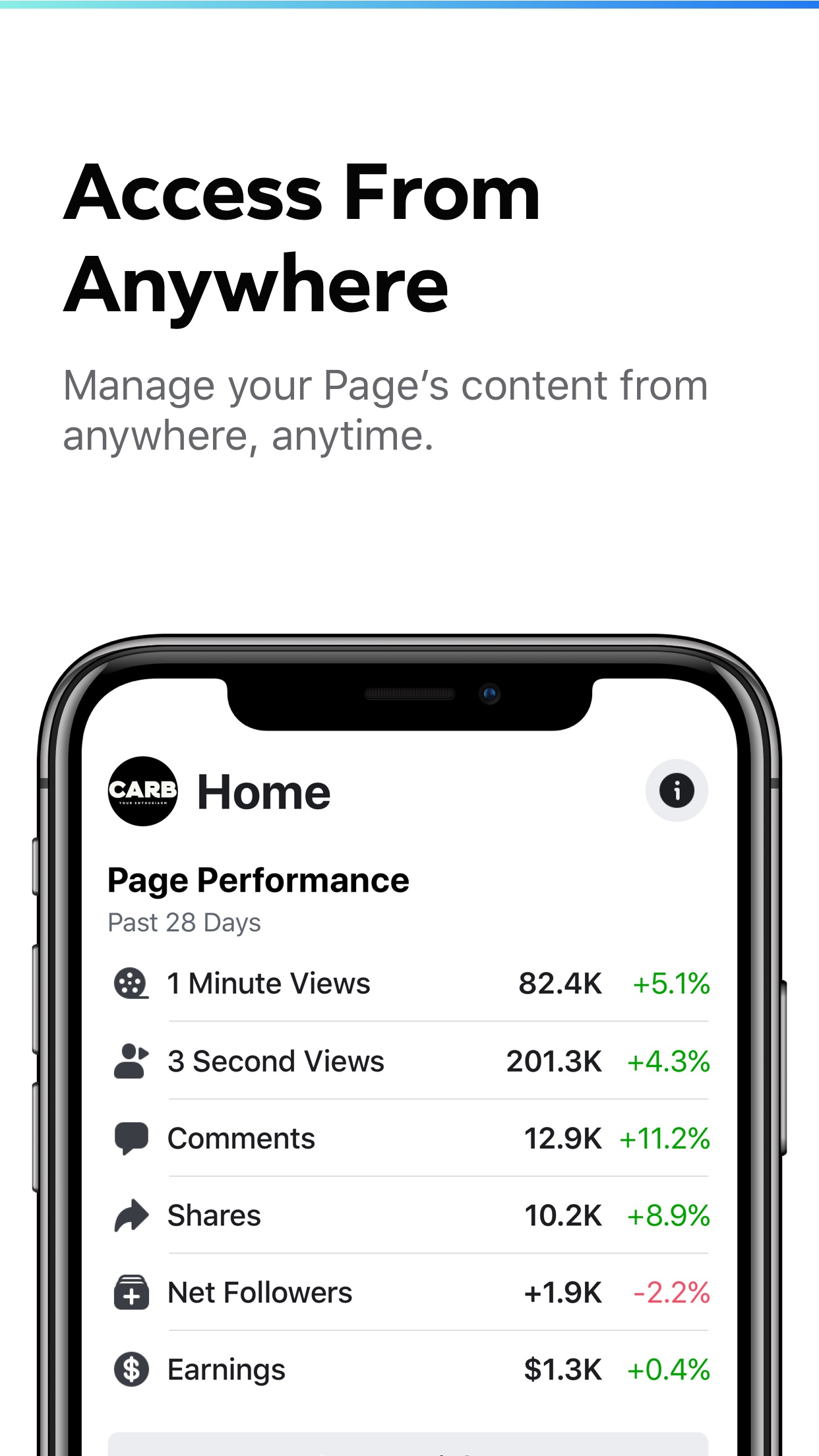 Screenshot do app Creator Studio from Facebook
