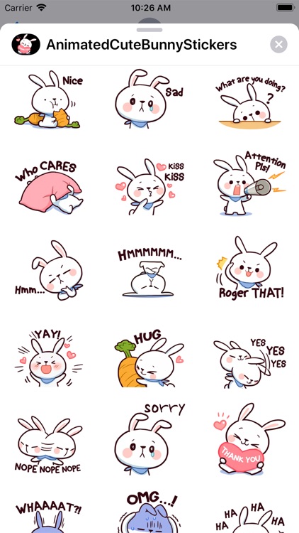 Animated Cute Bunny Stickers