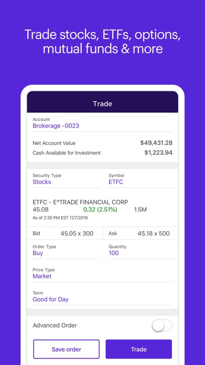 E*TRADE: Invest. Trade. Save. screenshot-3