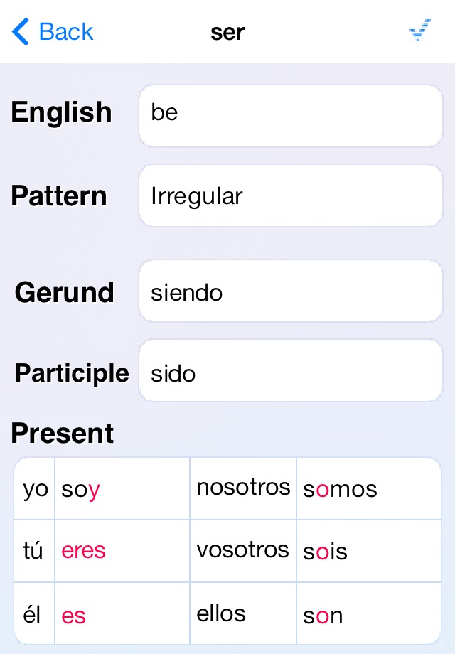 Spanish Verbs Lite screenshot 2