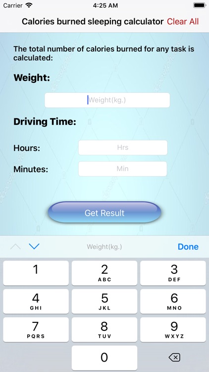 calories burned in driving car