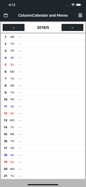 ColumnCalendar and Memo