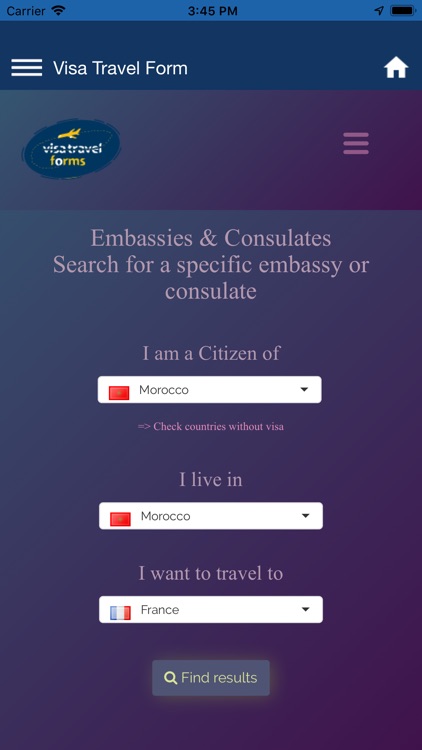 VISA travel forms and tools