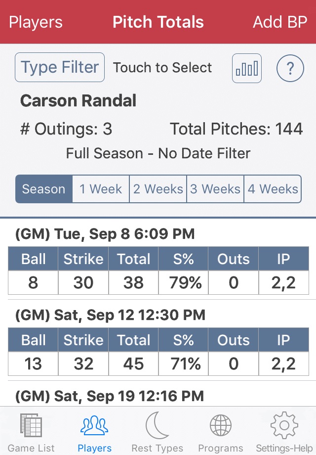 Baseball/Softball Pitch Count screenshot 4