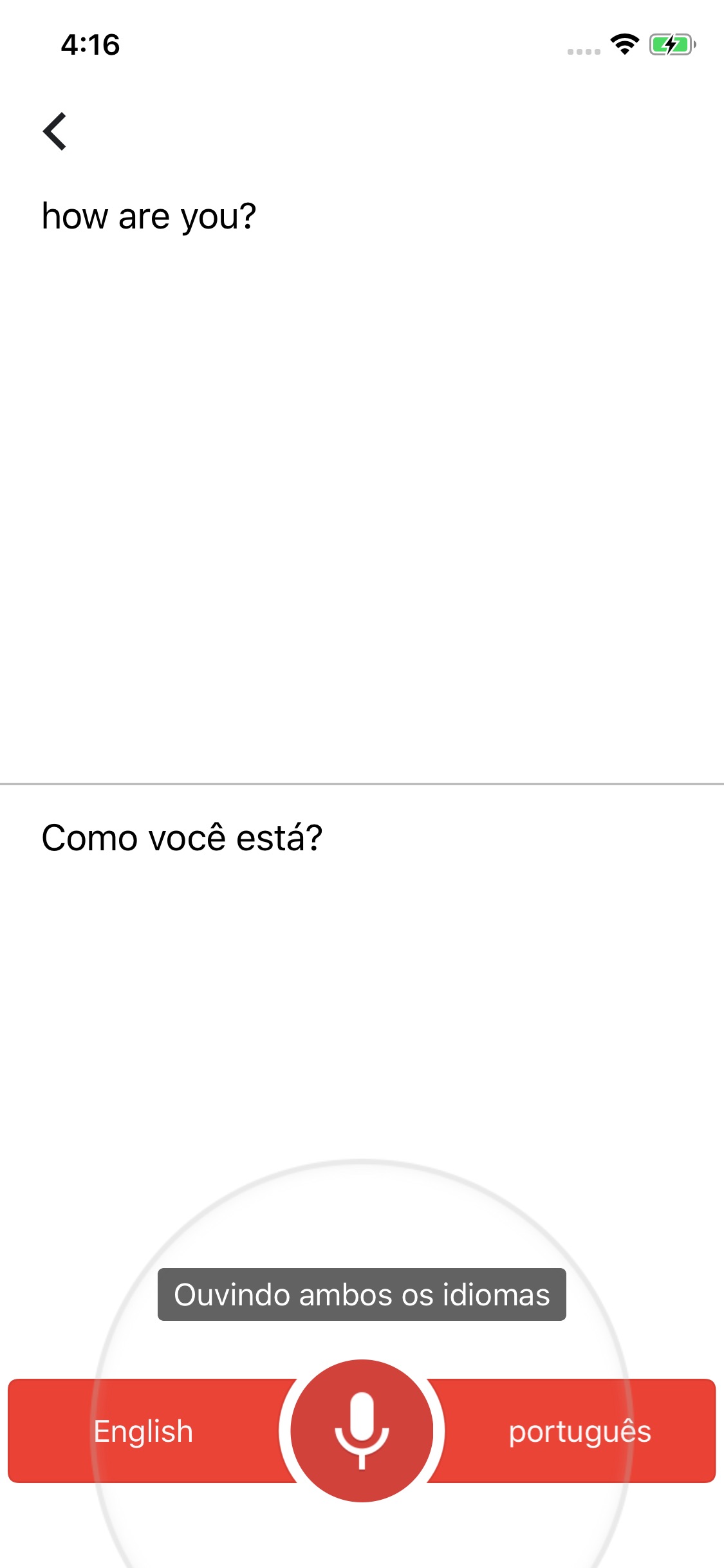 Screenshot do app Google Tradutor