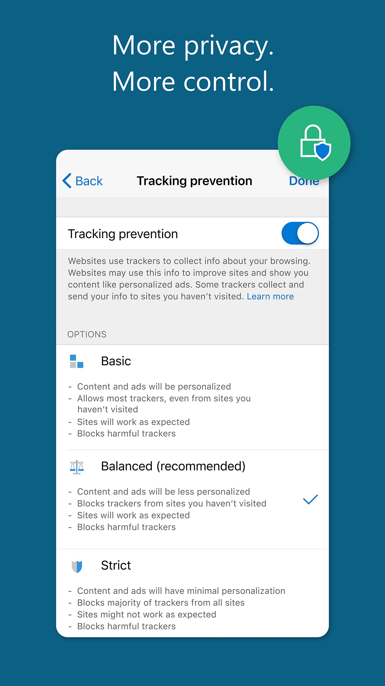 Screenshot do app Microsoft Edge