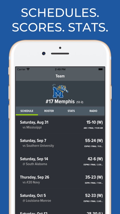 Memphis Football Schedules