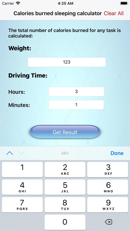 calories burned in driving car