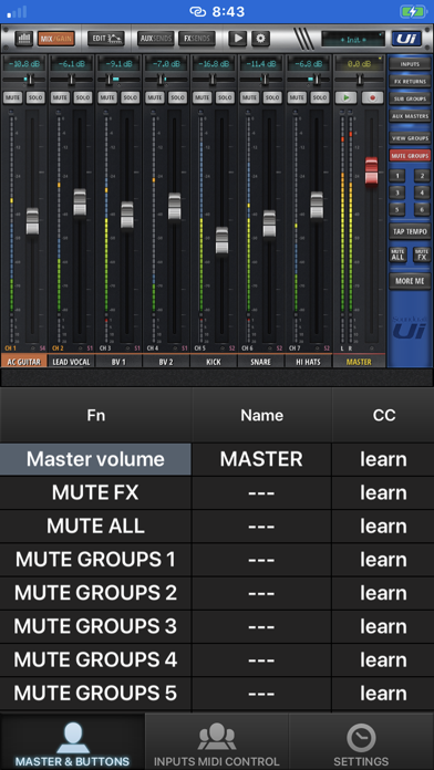 Ui MIDI mixer screenshot 2