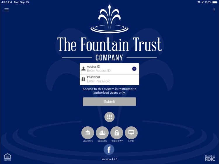 Fountain Trust Mobile for iPad