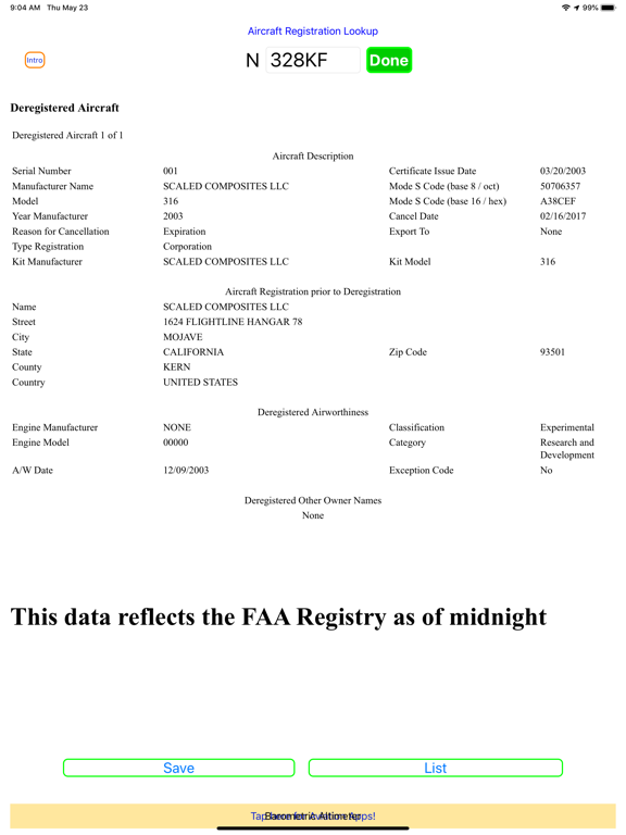 Plane Registry screenshot 9