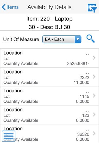 Inventory Availability JDE E1 screenshot 2
