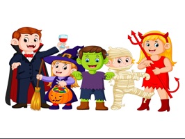 The HalloweenCostumePartyNTT is a small sticker, which are show the 50 Halloween Costume Party NTT sticker in cartoon