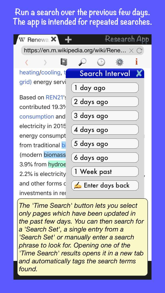 Research App - Saved Searches