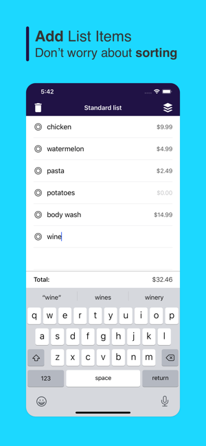 IntelliShopping - Grocery List