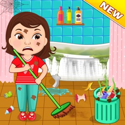 Baby Girl Cleaning House