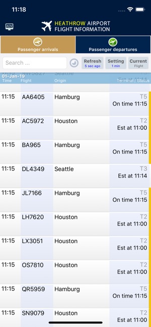 Heathrow Flight Info.