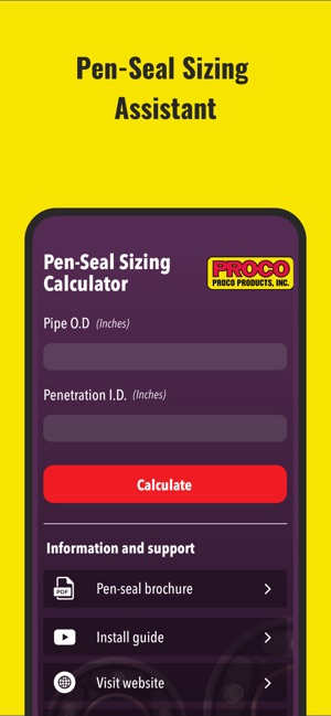 PROCO Pen-Seal calculator