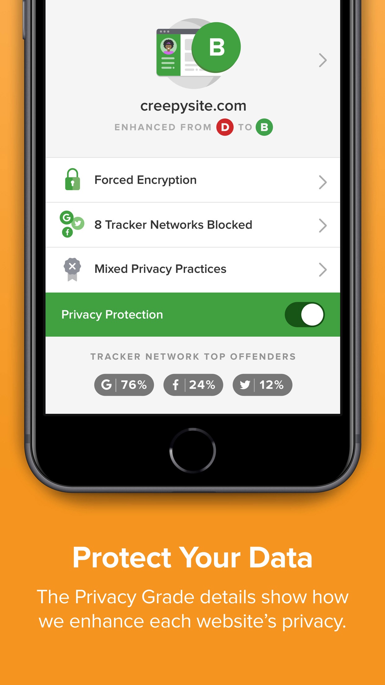 Screenshot do app DuckDuckGo Privacy Browser