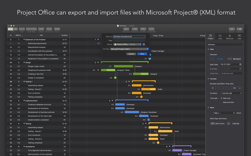 Project Office: Gantt chart Screenshot 03 13a327n