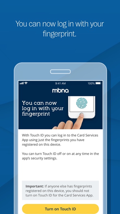 MBNA Card Services app