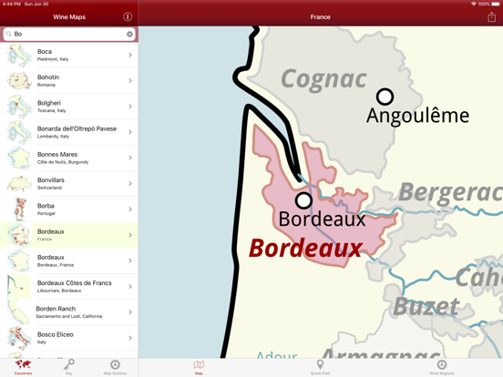 Wine Maps iPad captures décran