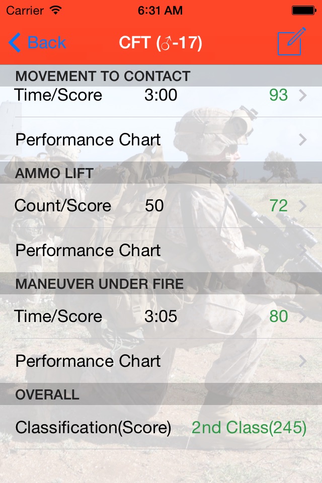 Fitness Calc for Marines screenshot 3