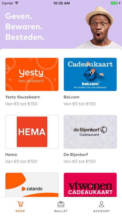 Yesty - De cadeaukaarten app