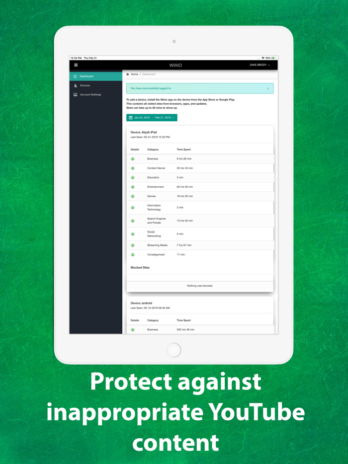 Wixio Parental Controls