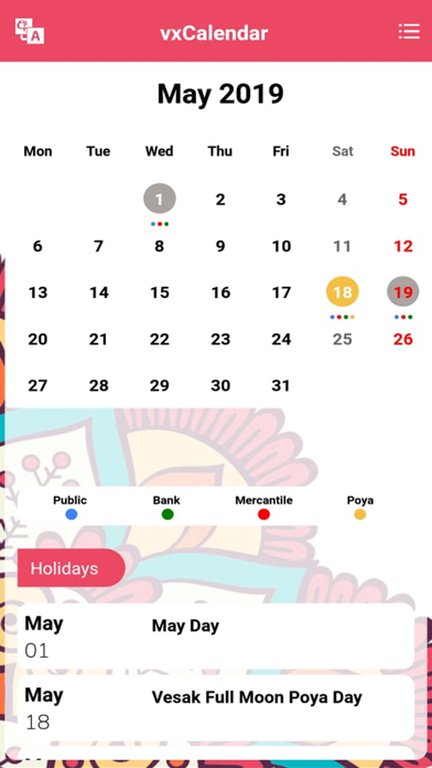 vxCalendar - 2019 screenshot 4