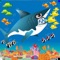 In the deep blue sea, a baby shark lost his shoal