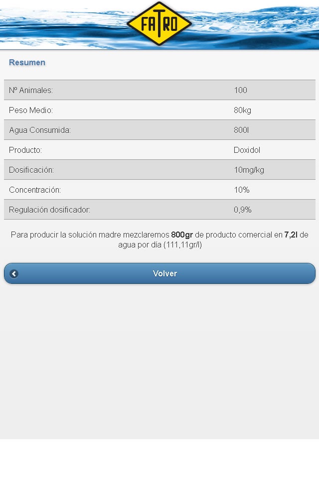 Calculador dosificación agua screenshot 4