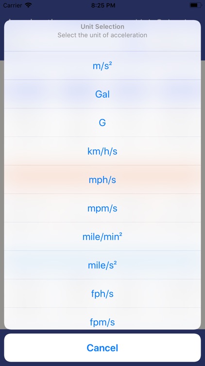 Acceleration Unit Converter