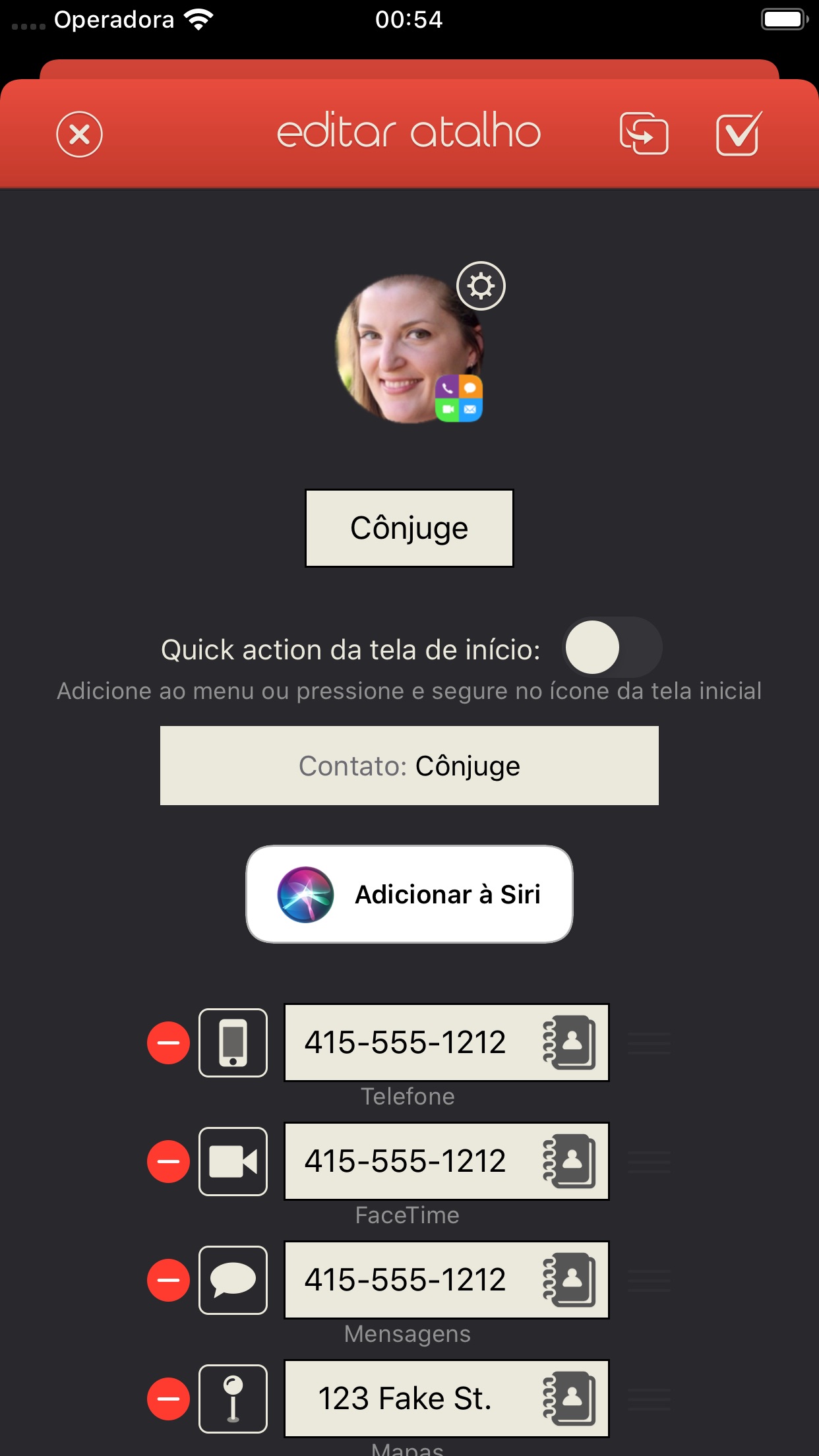 Screenshot do app Atalho com vários widgets