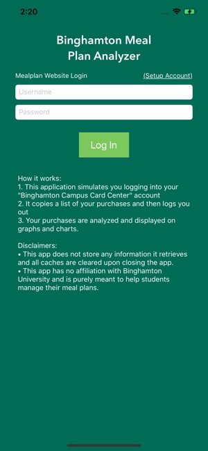 Binghamton Meal Plan Analyzer