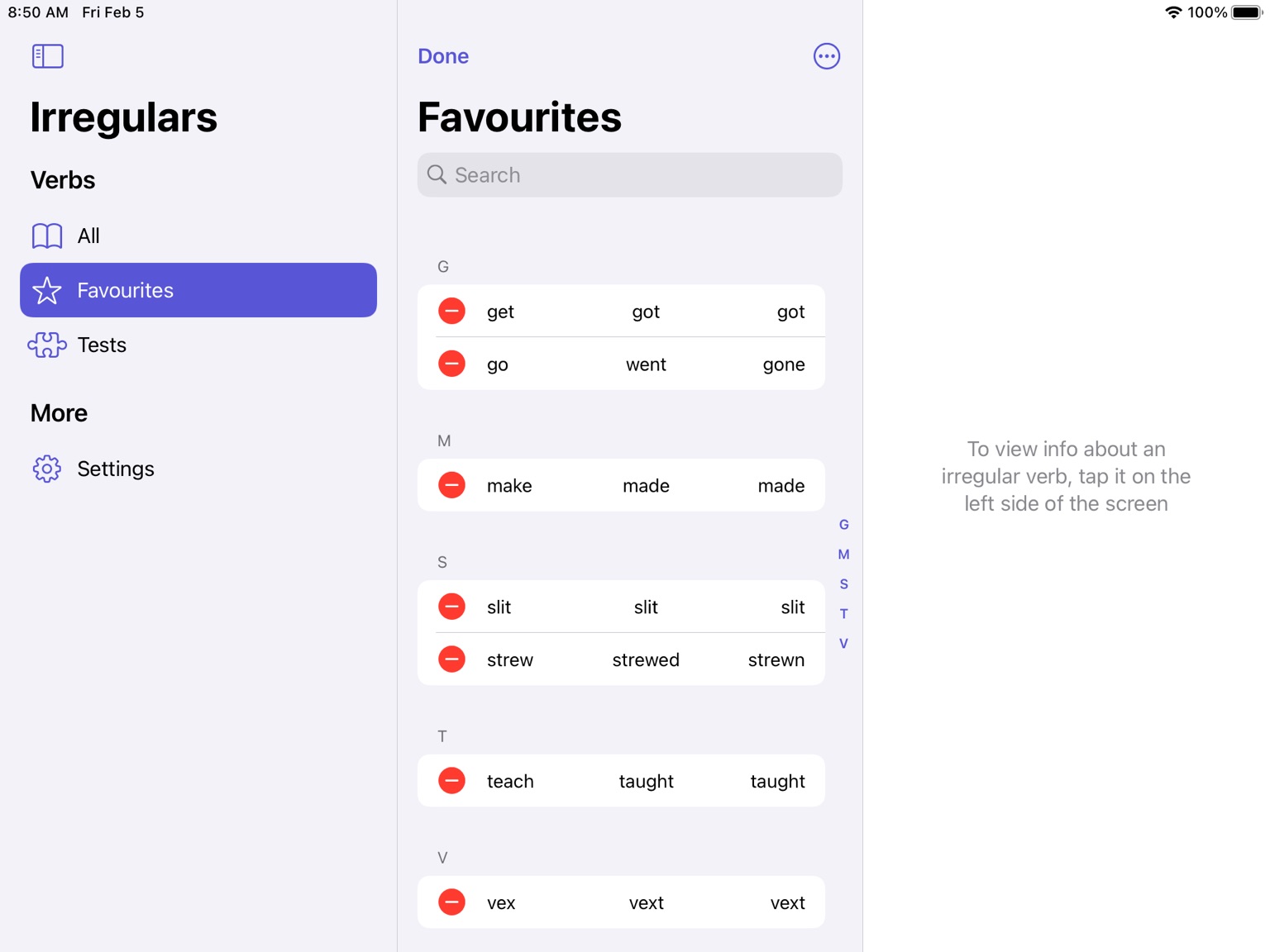 Irregulars: Irregular Verbs screenshot 3