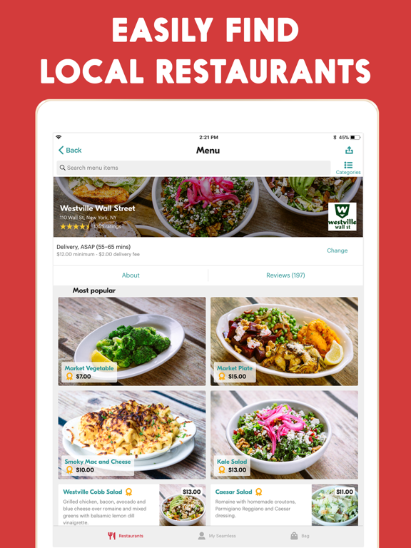 Seamless - Free Food Delivery & Takeout Service screenshot