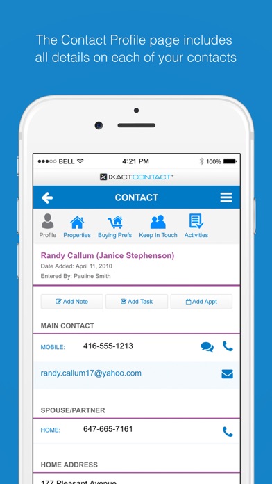 IXACT Contact Real Estate CRM screenshot