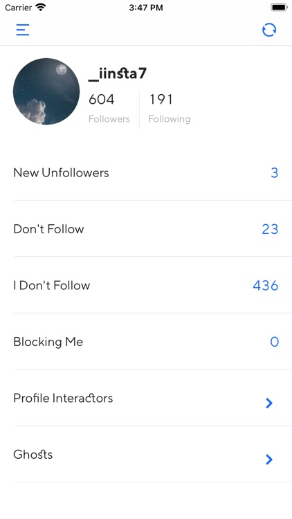 Follower track for Instagram